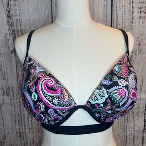 Shade & Shore Paisley Underwire Bikini Top 38DD Crisscross Back NWT